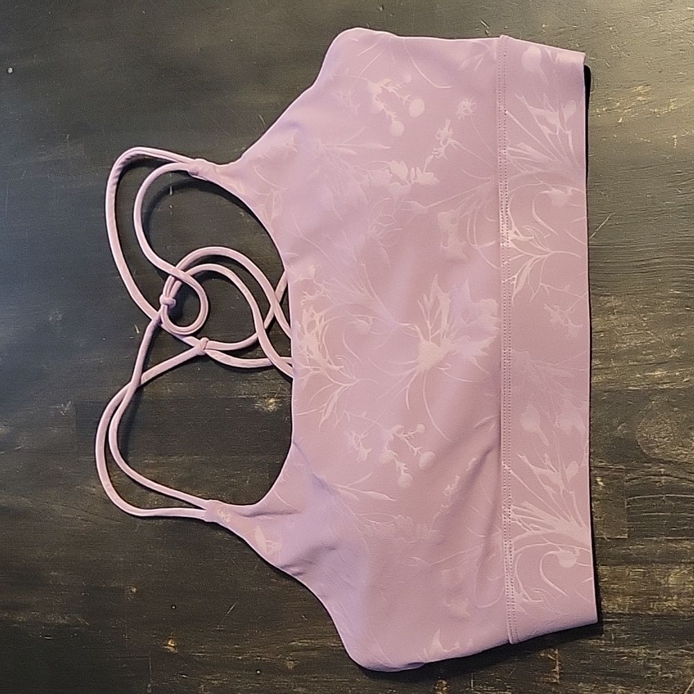 ZYIA Lilac Floral Cross Back Sports Bra Athletic
